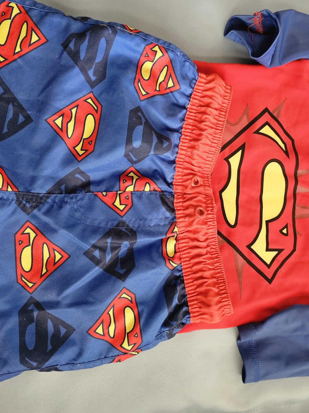 DC Boys Blue and Red Superman Swim Romper
